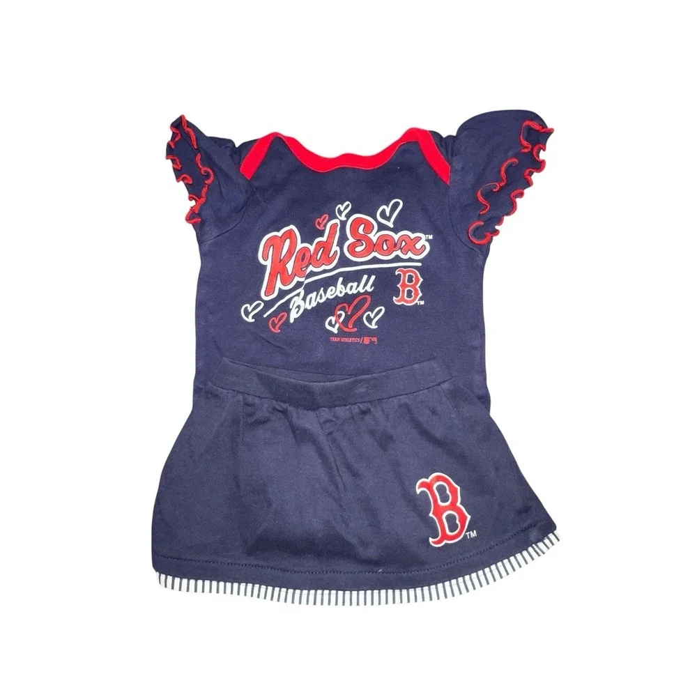 Boston‎ Red Sox Girl's Infant Outfielder Bodysuit & Skirt Set Genuine Merch 6/9M